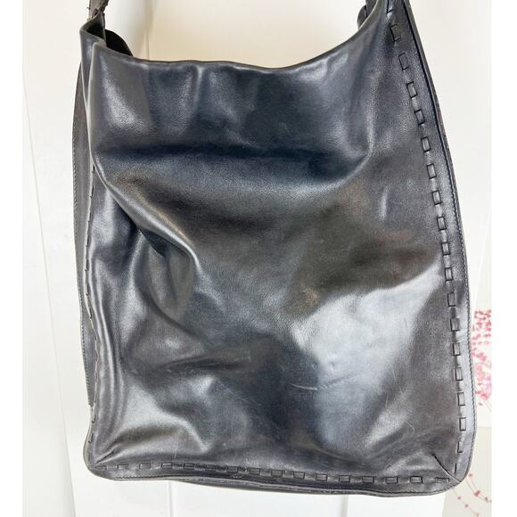 Vintage Coach 9466 Black Cowhide Leather Tote Shoulder Bag Whipstitch - Picture 4 of 10